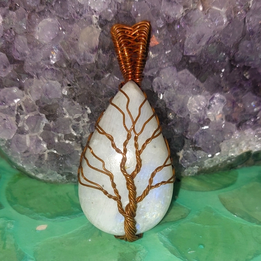 Moonstone Wire Wrapped Tree Pendant